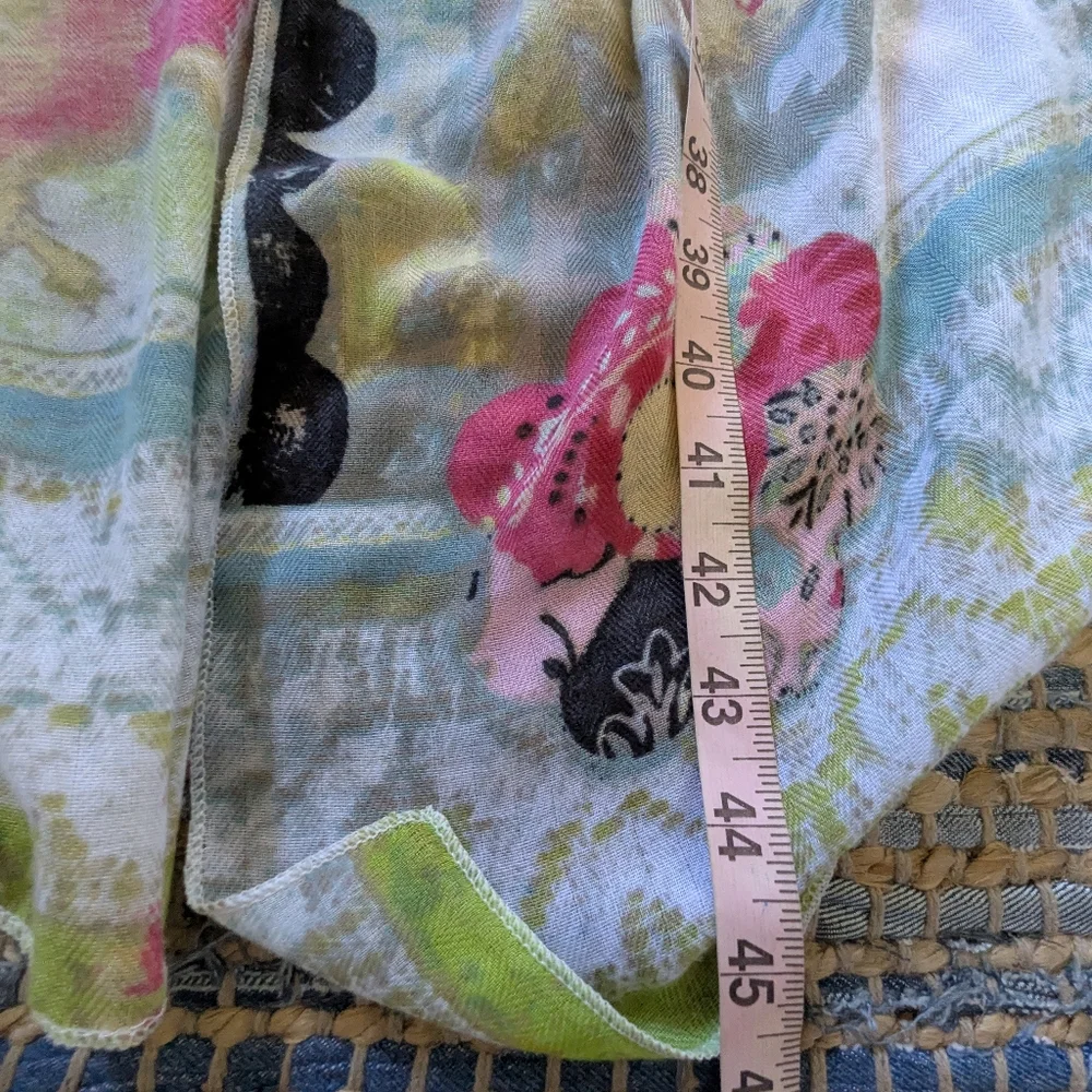 Floral Watercolor Scarf Wrap in Green and Pink